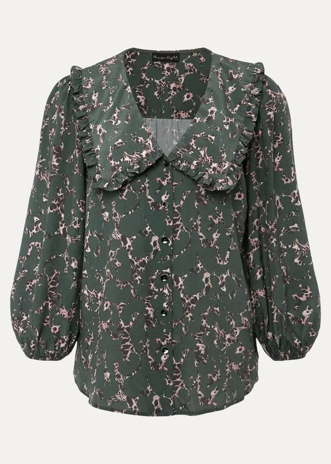 Marble Collar Blouse Carbonmulti Women Phase Eight Shirts and Blouses