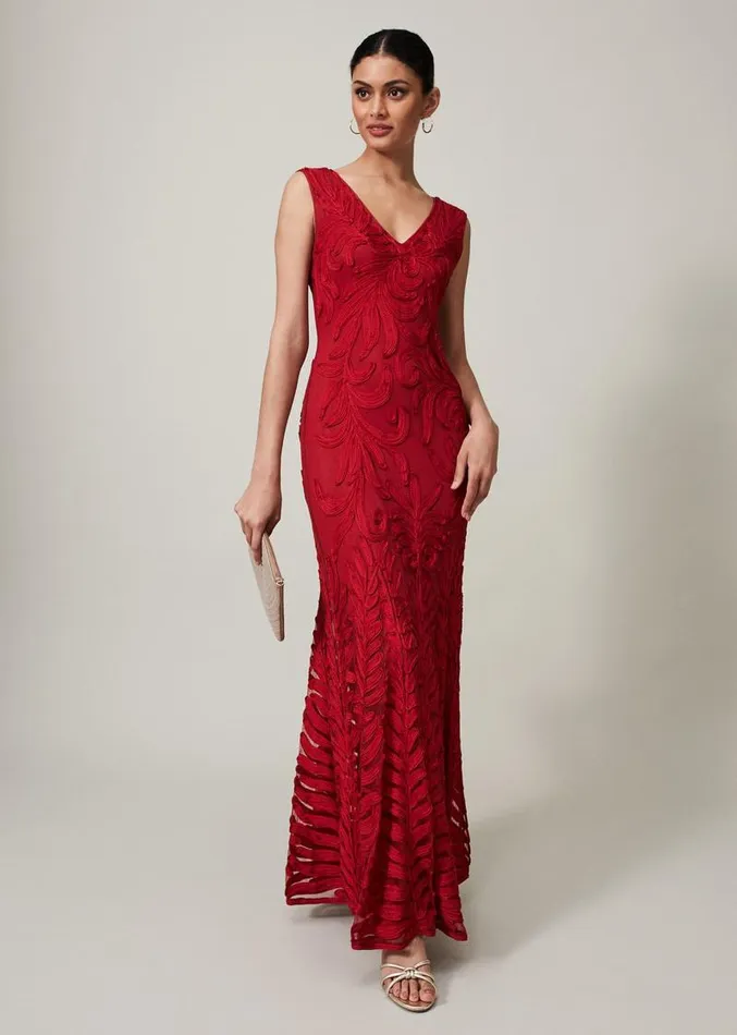 Marigold Tapework Maxi Dress Scarlet Women Phase Eight Dresses