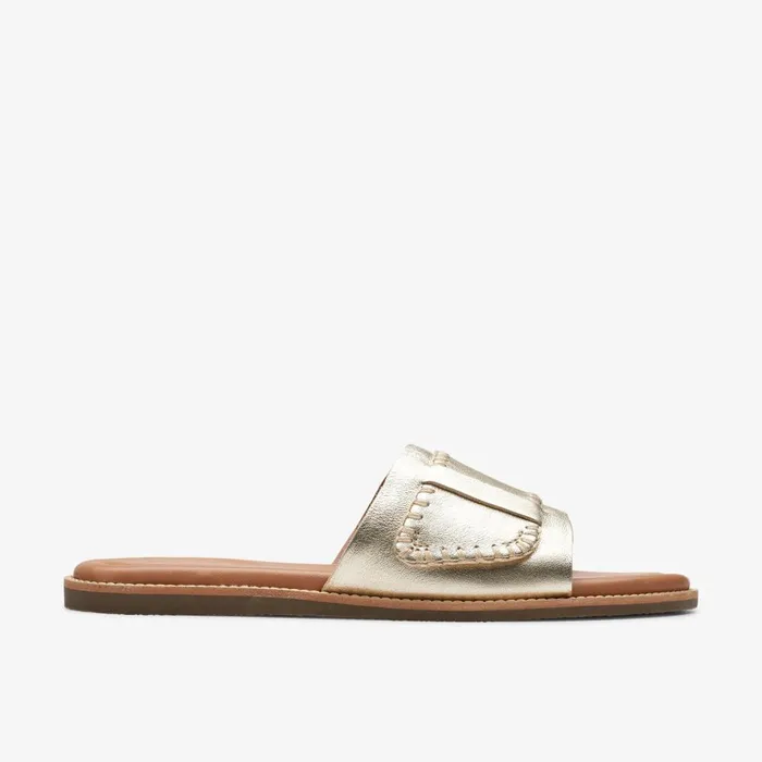 Maritime Mule Champagne Leather Women Clarks Sandals and Flip Flops