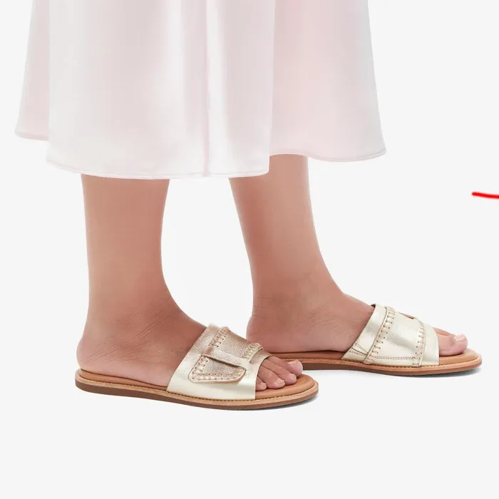Maritime Mule Champagne Leather Women Clarks Sandals and Flip Flops