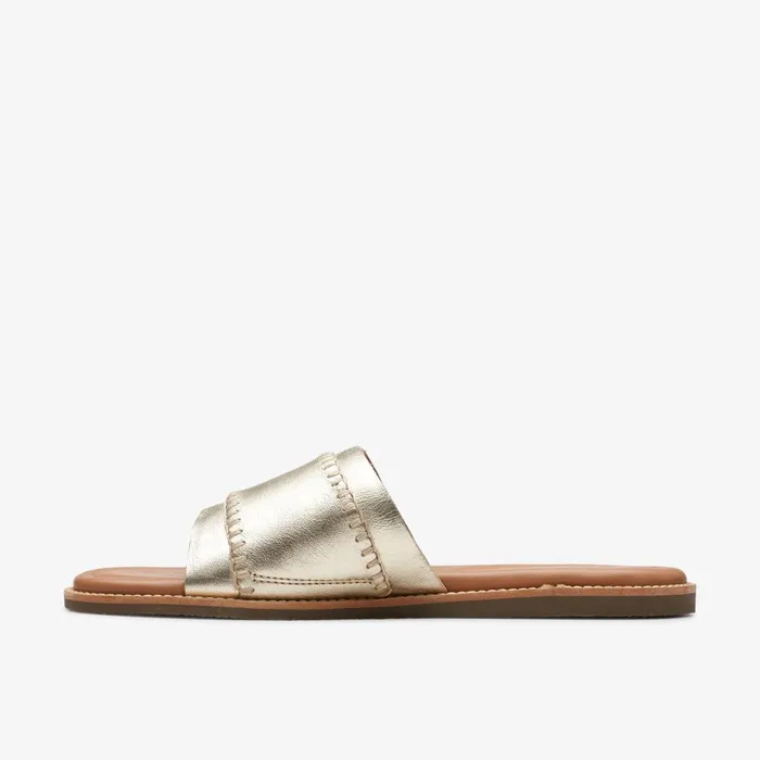 Maritime Mule Champagne Leather Women Clarks Sandals and Flip Flops