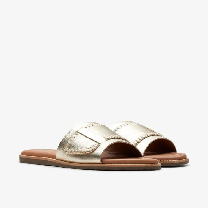 Maritime Mule Champagne Leather Women Clarks Sandals and Flip Flops