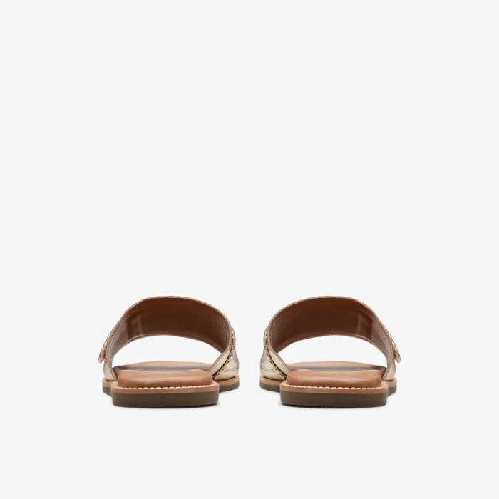 Maritime Mule Champagne Leather Women Clarks Sandals and Flip Flops