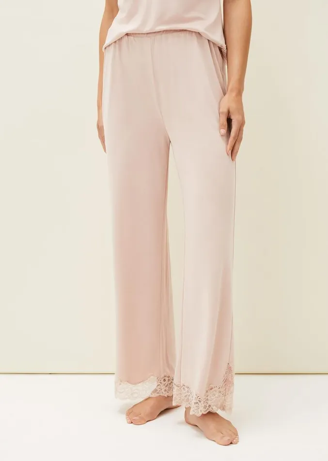 Marlie Lace Pyjama Wide Leg Trousers Soft Pink Women Phase Eight Trousers