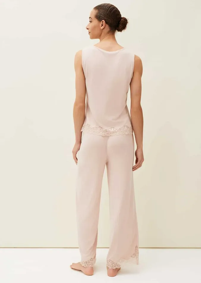 Marlie Lace Pyjama Wide Leg Trousers Soft Pink Women Phase Eight Trousers