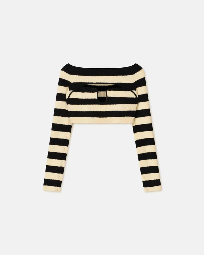 Marnin Striped TerryKnit Top CremeOff Black Women Nanushka Tops