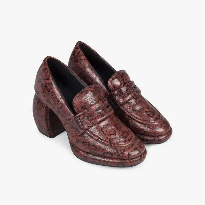 Martine Rose Womens Loafer 1 Brown Snake Women Clarks Loafers and Oxfords