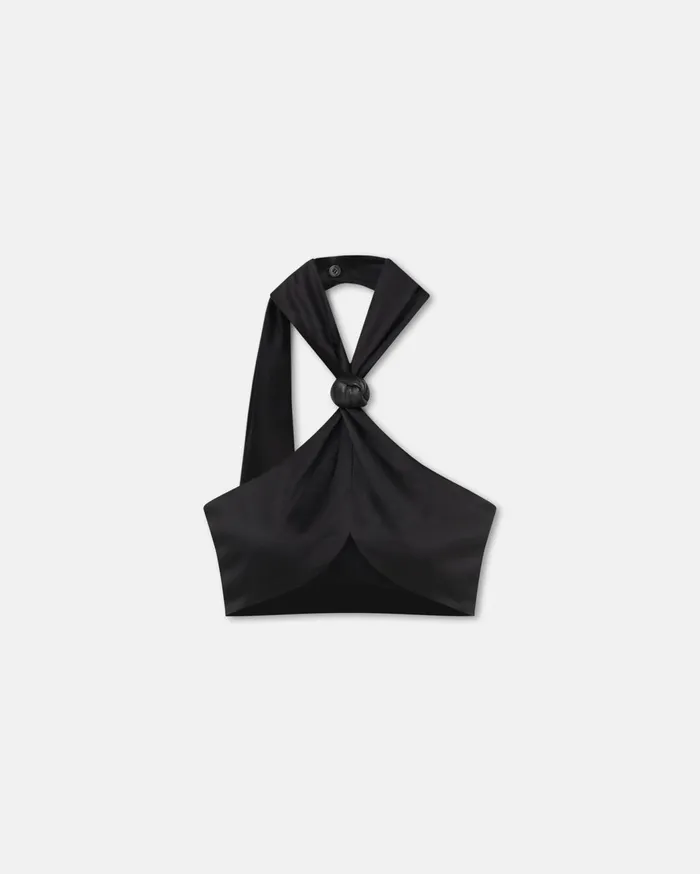 Maru Knotted Slip Satin Bralette Black Women Nanushka Tops