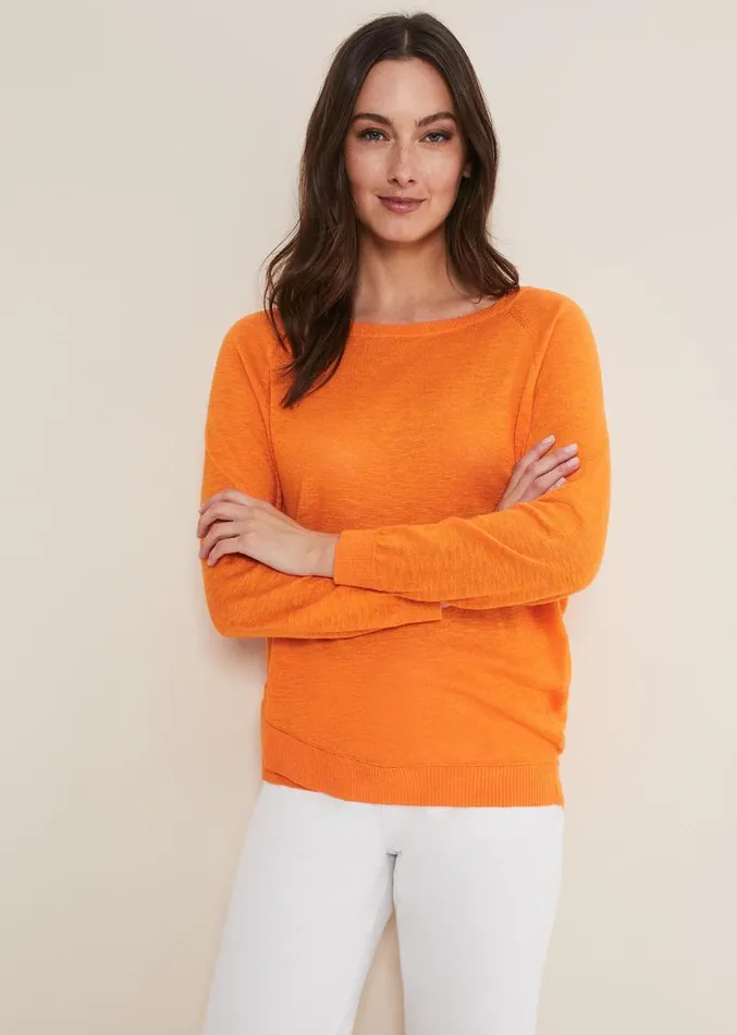 Melina Wrap Hem Knit Orange Women Phase Eight Knitwear