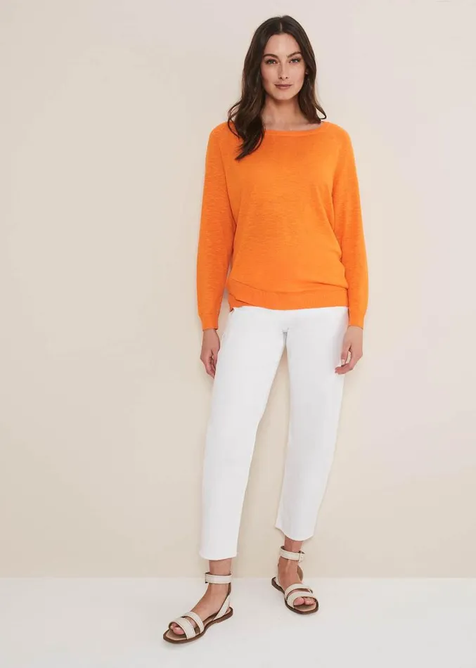 Melina Wrap Hem Knit Orange Women Phase Eight Knitwear