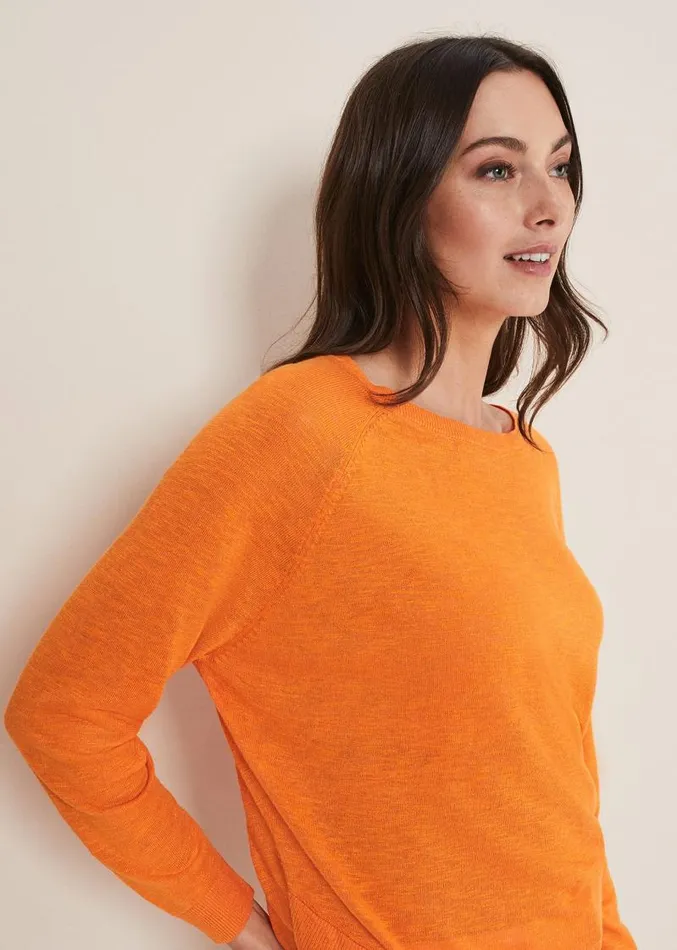 Melina Wrap Hem Knit Orange Women Phase Eight Knitwear