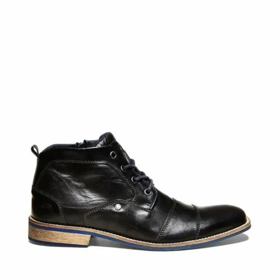 Men039s KRAMERR BLACK LEATHER Black Leather Steve Madden Boots