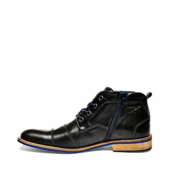 Men039s KRAMERR BLACK LEATHER Black Leather Steve Madden Boots Men039s KRAMERR BLACK LEATHER Black Leather Steve Madden Boots
