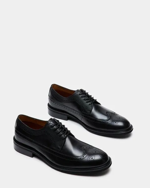 Men039s XAVION BLACK LEATHER Black Leather Steve Madden Dress