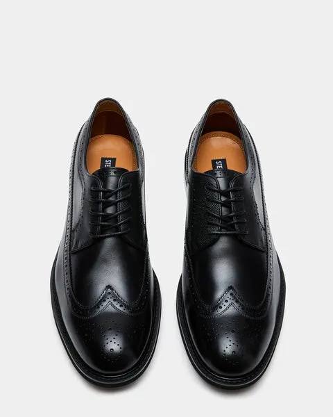Men039s XAVION BLACK LEATHER Black Leather Steve Madden Dress