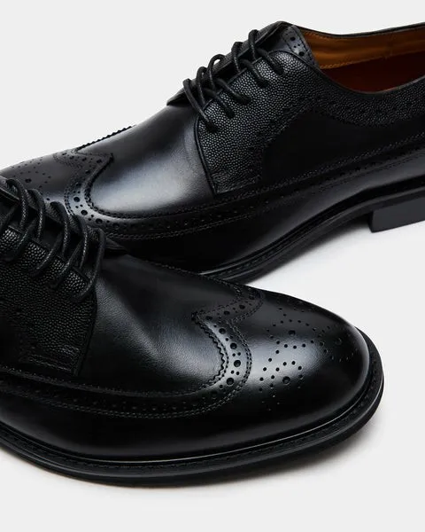 Men039s XAVION BLACK LEATHER Black Leather Steve Madden Dress