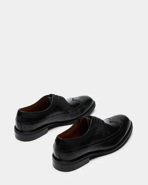 Men039s XAVION BLACK LEATHER Black Leather Steve Madden Dress