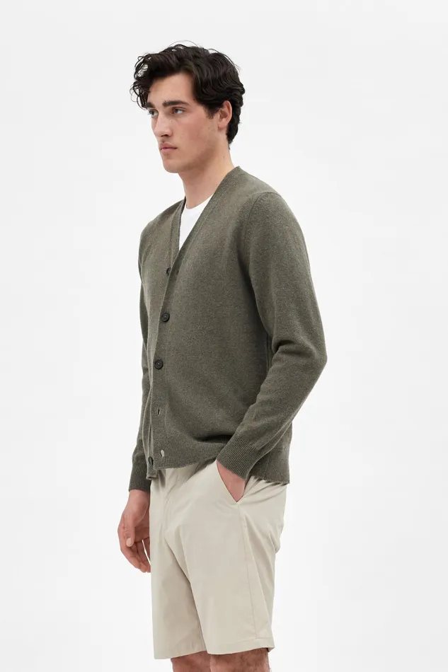 Men Adam Merino Lambswool Cardigan Ivy Green Norse Projects Knitwear