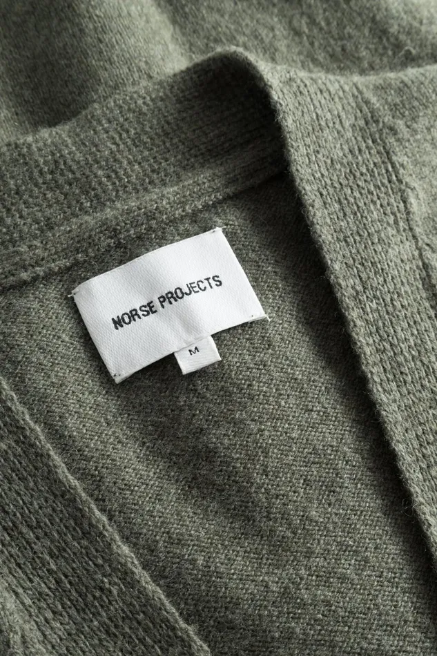 Men Adam Merino Lambswool Cardigan Ivy Green Norse Projects Knitwear