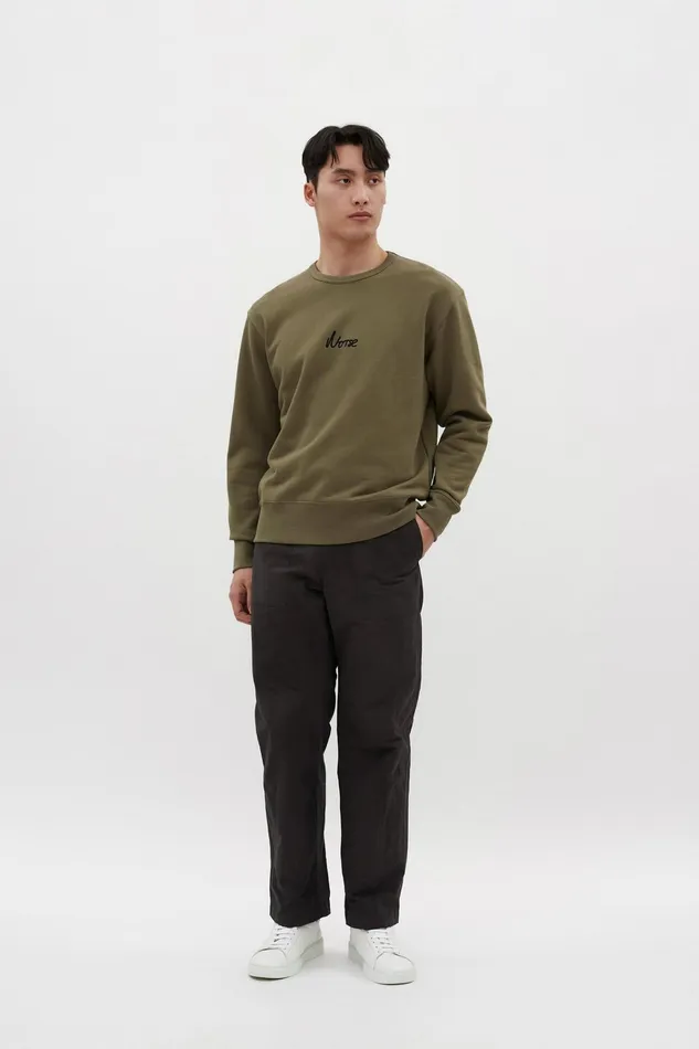Men Arne Relaxed Organic Chain Stitch Logo Sweatshirt Sediment Green Norse Projects Sweatshirts