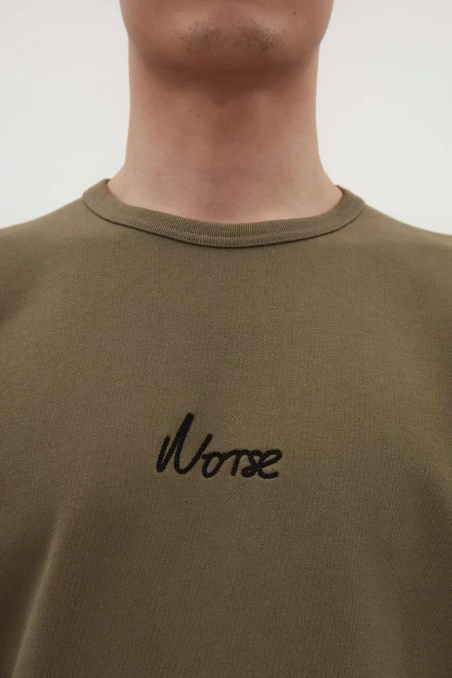 Men Arne Relaxed Organic Chain Stitch Logo Sweatshirt Sediment Green Norse Projects Sweatshirts