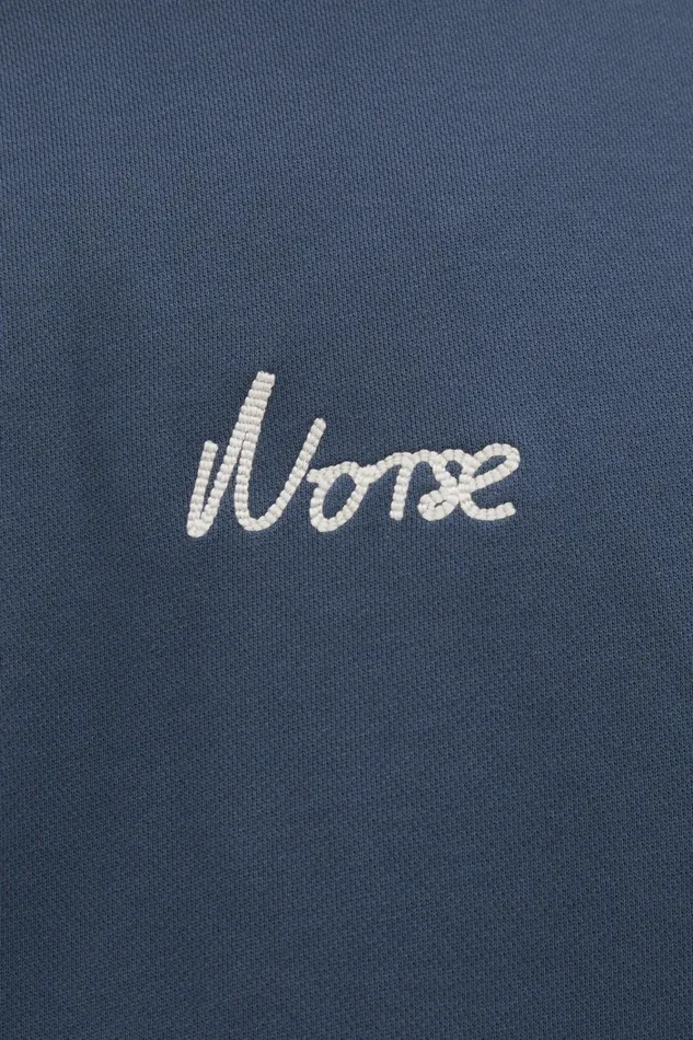 Men Arne Relaxed Organic Chain Stitch Logo Sweatshirt Steel Blue Norse Projects Sweatshirts