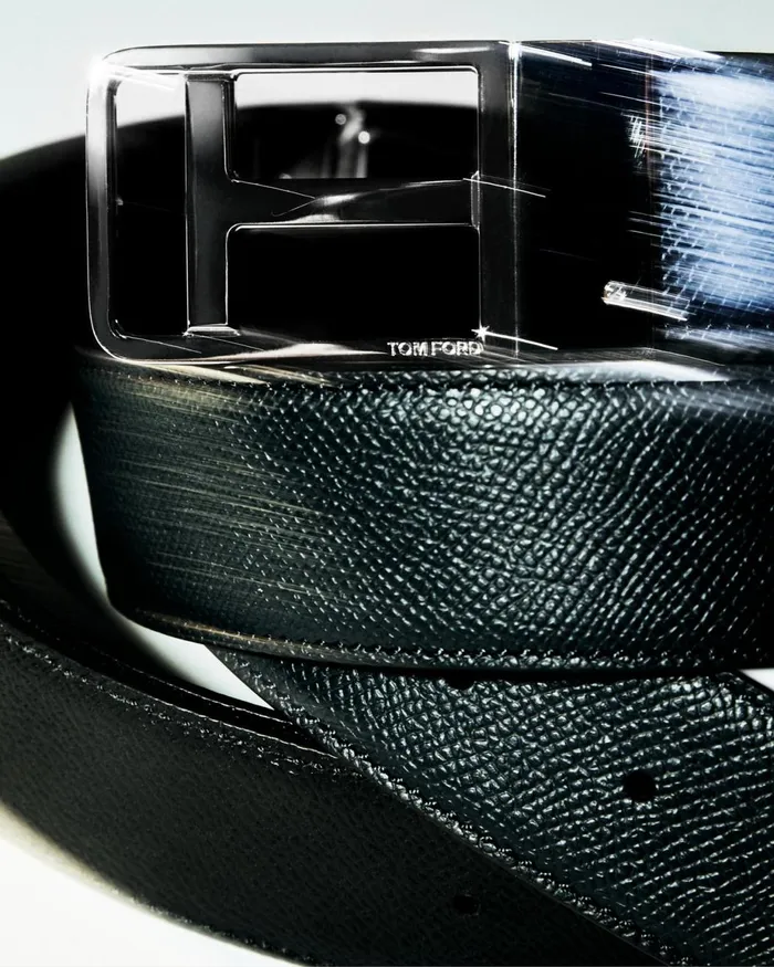 Men Belts Tom Ford Small Grain Leather Reversible Framed T Belt Midnight Blue Black Men Belts Tom Ford Small Grain Leather Reversible Framed T Belt Midnight Blue Black