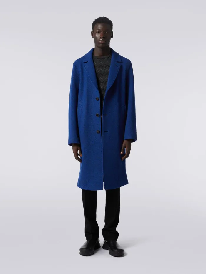 Men Boiled Wool Herringbone Coat Blue Missoni Coats and Jackets Men Boiled Wool Herringbone Coat Blue Missoni Coats and Jackets