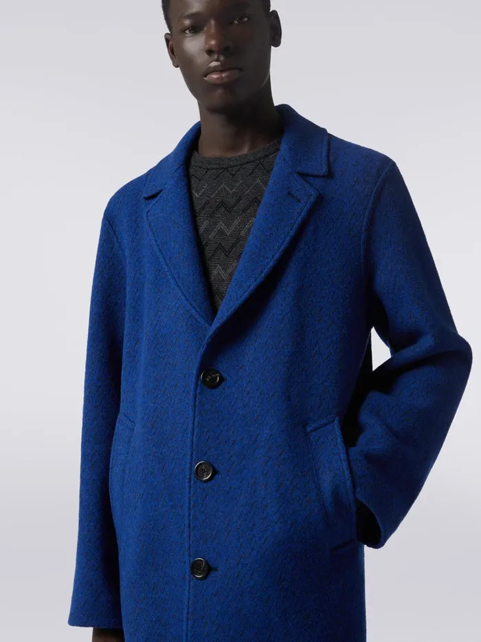 Men Boiled Wool Herringbone Coat Blue Missoni Coats and Jackets Men Boiled Wool Herringbone Coat Blue Missoni Coats and Jackets