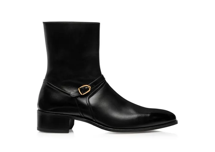 Men Boots Tom Ford Burnished Leather Alec Boot Black