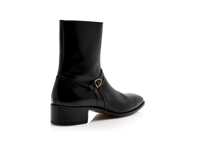 Men Boots Tom Ford Burnished Leather Alec Boot Black Men Boots Tom Ford Burnished Leather Alec Boot Black
