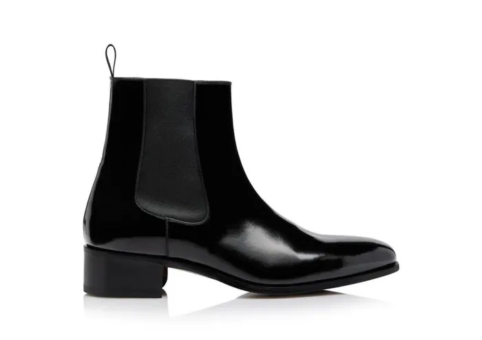 Men Boots Tom Ford Patent Alec Chelsea Boot Black