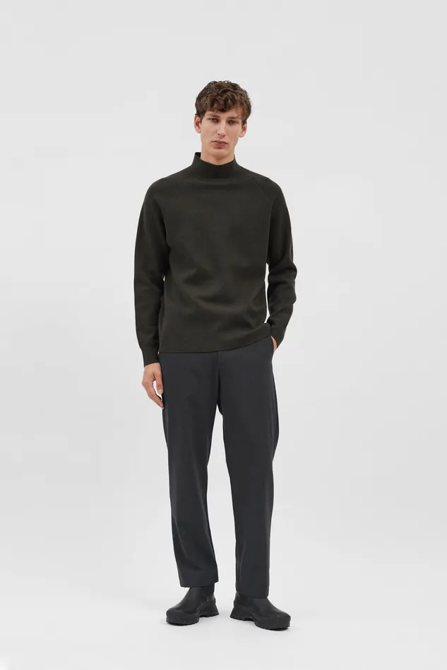 Men Bruce Milano Mock Neck Beech Green Norse Projects Knitwear