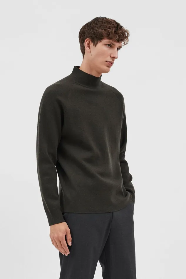 Men Bruce Milano Mock Neck Beech Green Norse Projects Knitwear