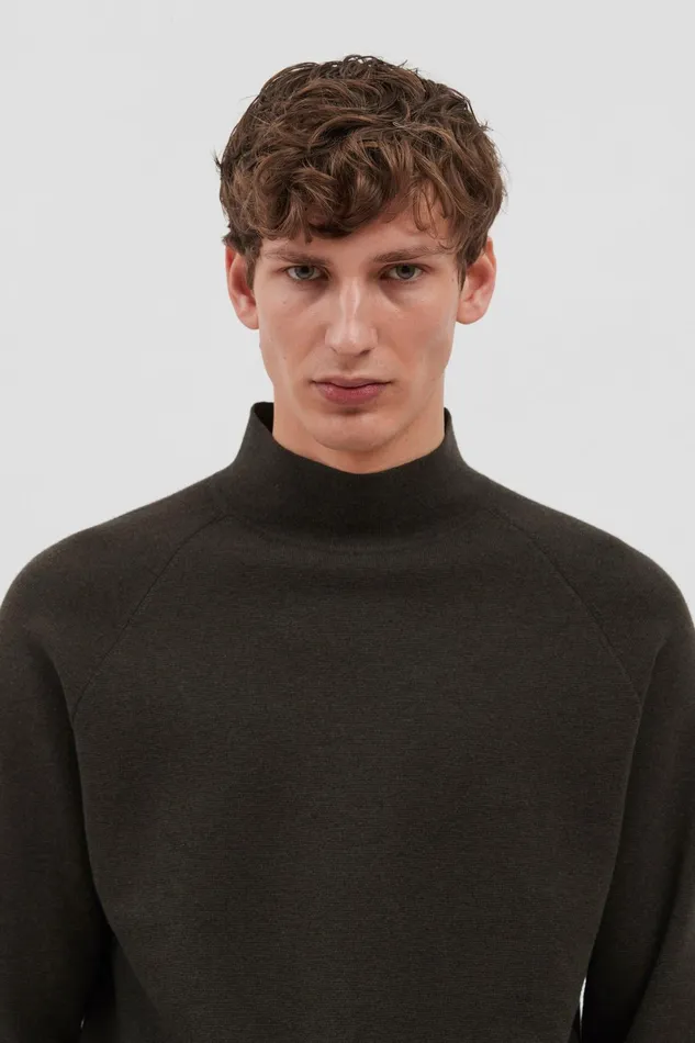 Men Bruce Milano Mock Neck Beech Green Norse Projects Knitwear