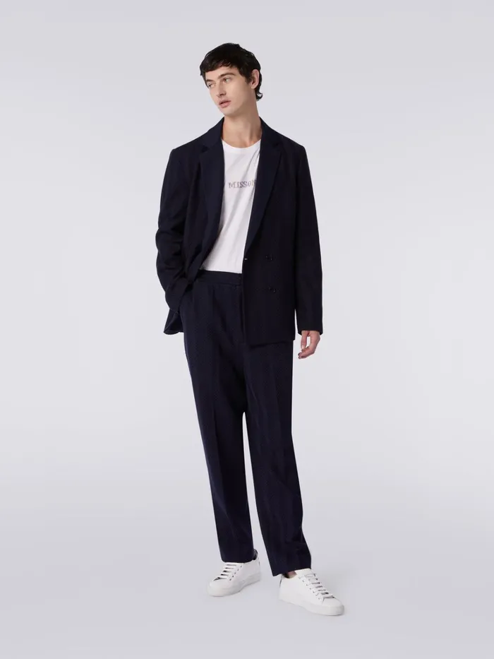 Men Classic Plain Cotton And Viscose Chevron Trousers Pink Missoni Trousers Men Classic Plain Cotton And Viscose Chevron Trousers Pink Missoni Trousers
