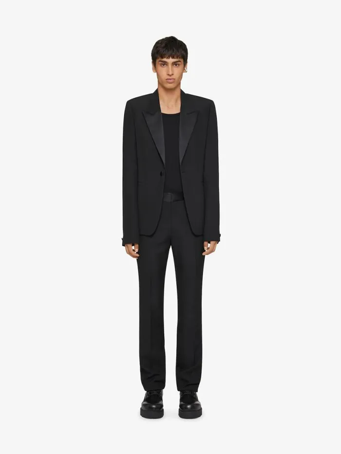 Men Coats and Jackets Givenchy Slim Fit Jacket In Wool With Satin Collar Black