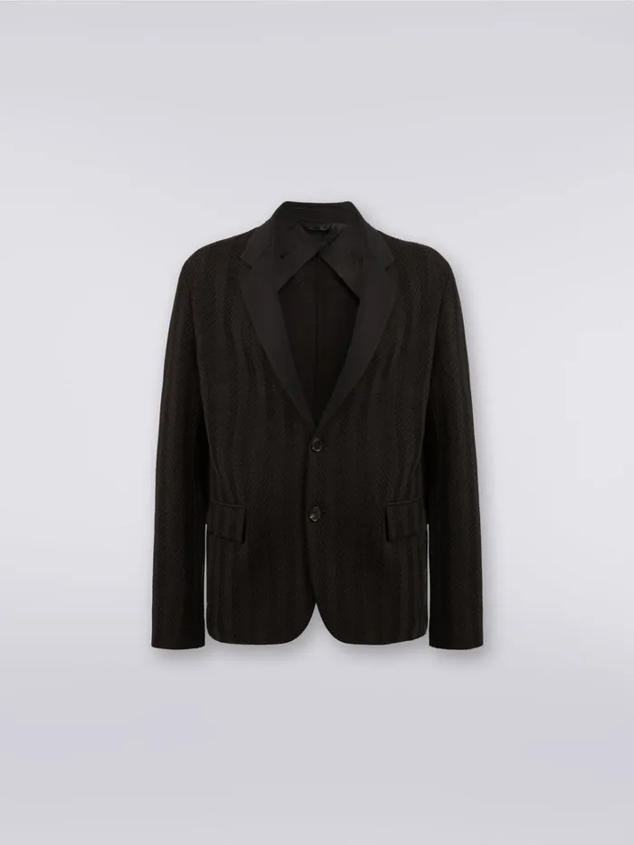 Men Cotton And Viscose Chevron Jacket Black Missoni Coats and Jackets