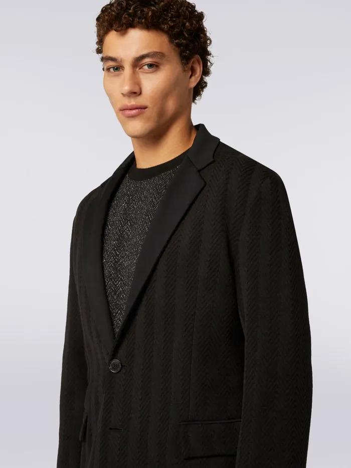 Men Cotton And Viscose Chevron Jacket Black Missoni Coats and Jackets Men Cotton And Viscose Chevron Jacket Black Missoni Coats and Jackets
