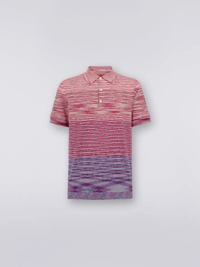 Men Dgrad Striped Cotton ShortSleeved Polo Shirt Red and Purple Missoni Polos and Tshirts
