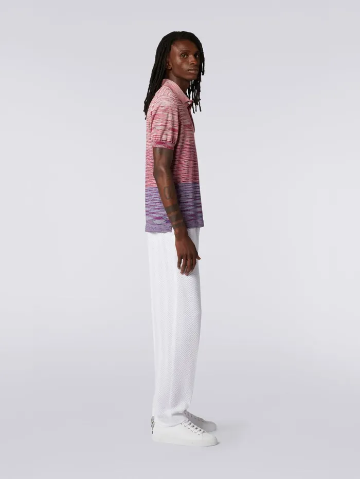 Men Dgrad Striped Cotton ShortSleeved Polo Shirt Red and Purple Missoni Polos and Tshirts
