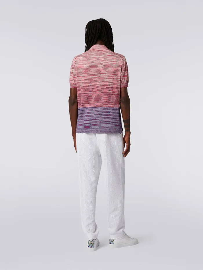 Men Dgrad Striped Cotton ShortSleeved Polo Shirt Red and Purple Missoni Polos and Tshirts