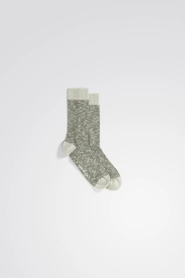 Men Ebbe Slub Sock Sediment Green Norse Projects Accessories
