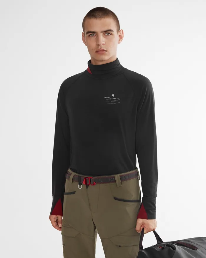 Men Fafne Activity Baselayer Turtleneck Dark Deep Sea Klttermusen Base Layers