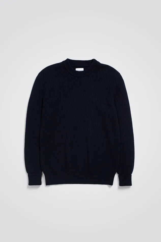 Men Fine Merino Rib Crewneck Dark Navy Norse Projects Knitwear