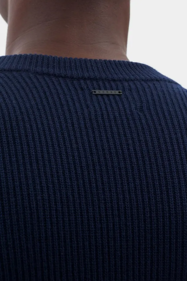 Men Fine Merino Rib Crewneck Dark Navy Norse Projects Knitwear
