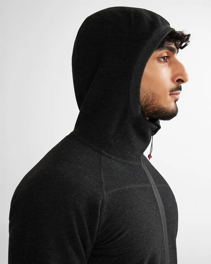 Men Hdur Hooded Zip Black Klttermusen Fleeces and Sweaters