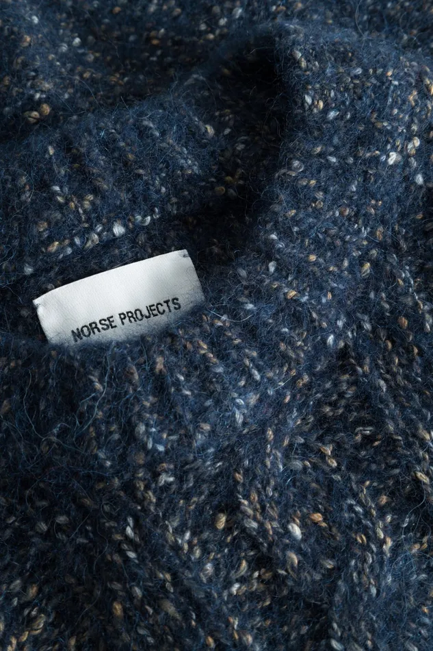 Men Ivar Cotton Alpaca Cable Sweater Dark Navy Norse Projects Knitwear