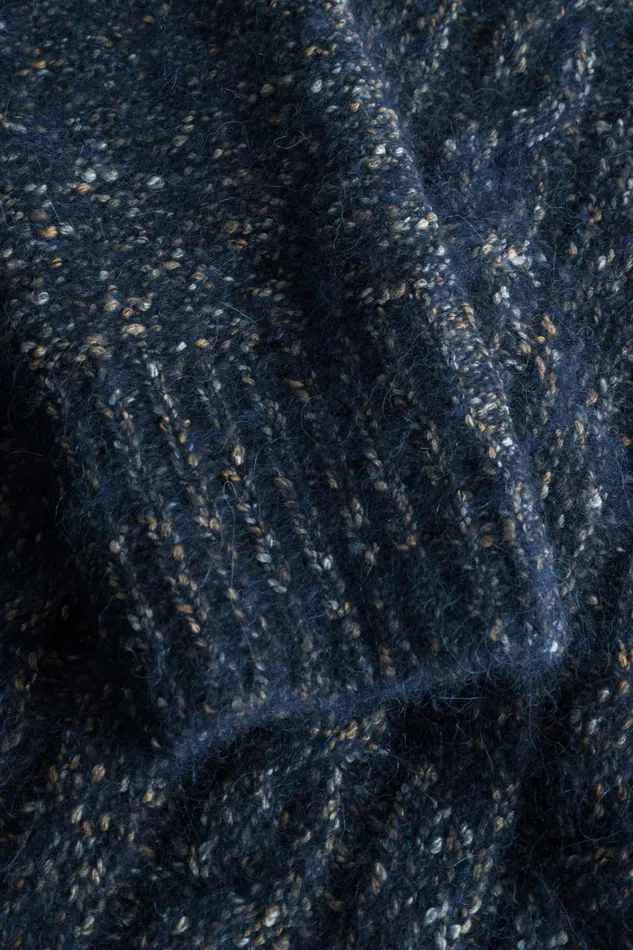 Men Ivar Cotton Alpaca Cable Sweater Dark Navy Norse Projects Knitwear
