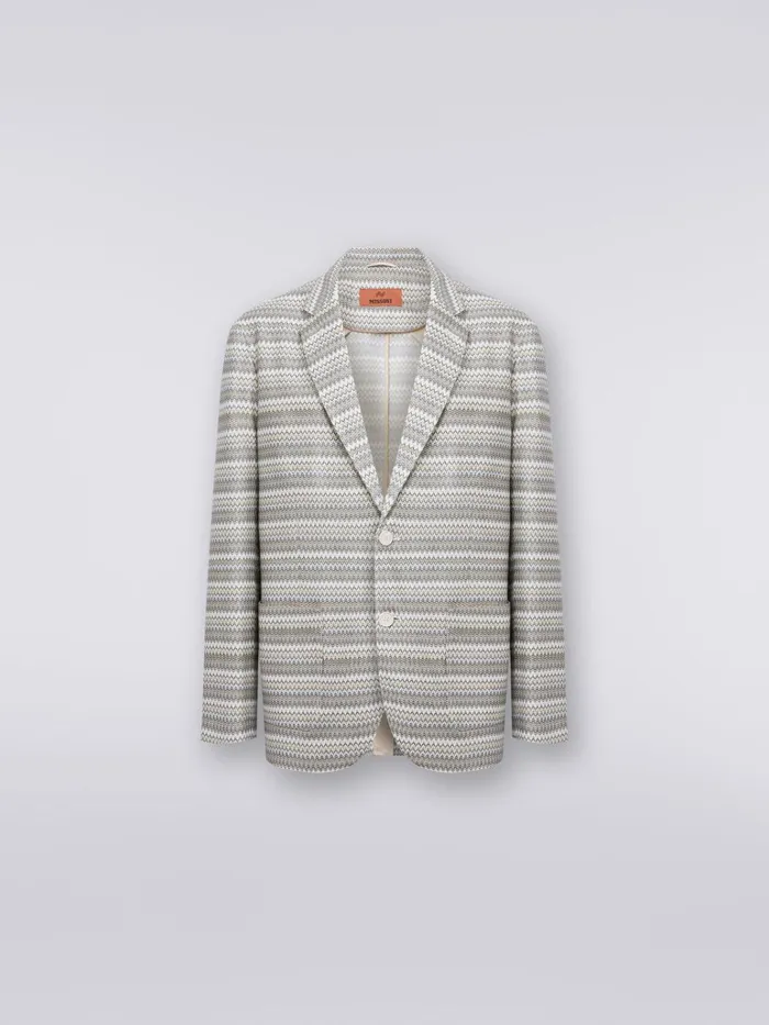 Men Jacket In Zigzag Viscose Blend Green Missoni Coats and Jackets